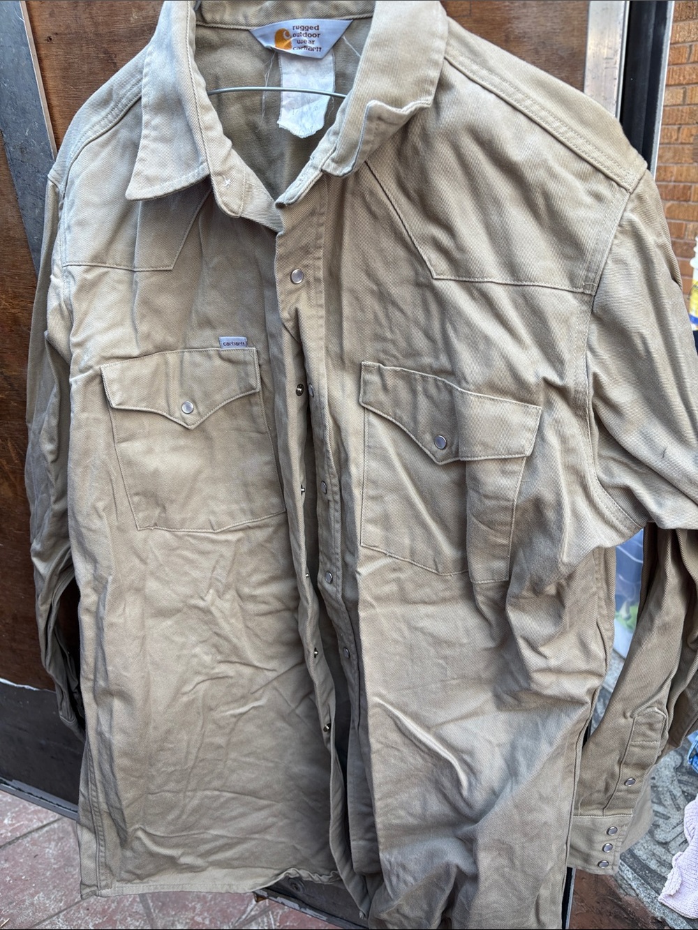 Carhartt Men’s Lightweight Canvas Shirt Jacket in Khaki Tan